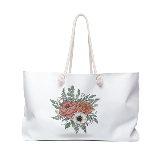 Floral Weekend Weekender Bag — Vintage Bouquet Travel Tote